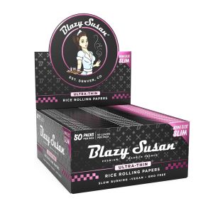 Blazy Susan Ultra Thin Rice King Size Slim Rolling Papers - Black (Box of 50)